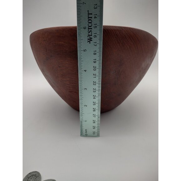 Vintage MCM Teak Wood Salad Serving Bowl, with Wood & Steel Tongs, READ - Picture 11 of 17